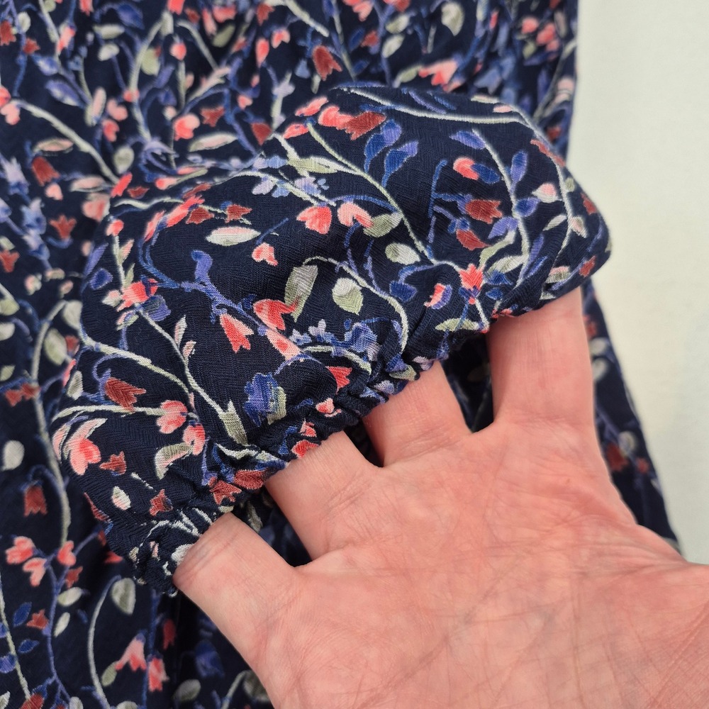 Caslon Blue Floral Print Long Sleeve Peasant Top Women's Size L Boho Romantic - Picture 5 of 10